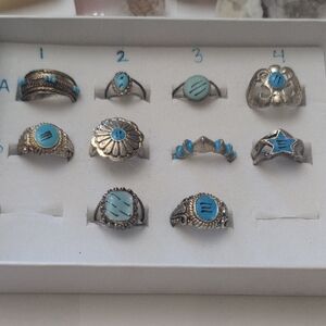 Silver and Blue Women's Ring Set